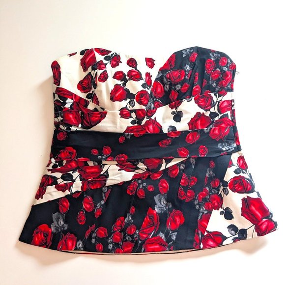 White House Black Market Tops - WHBM Romantic Roses Bustier Corset Strapless Top